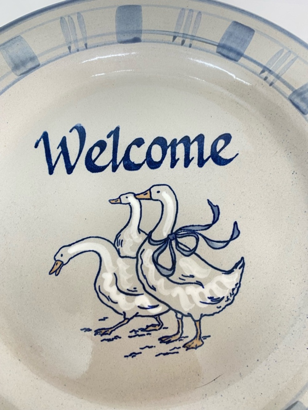 Vintage Louisville Stoneware Gaggle of Geese Welcome Dinner Plate Hand Painted - Picture 10 of 10